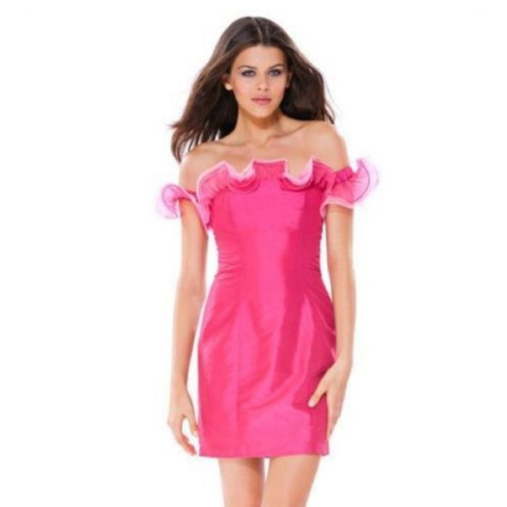 Betsey Johnson pink sable sheath strapless dress